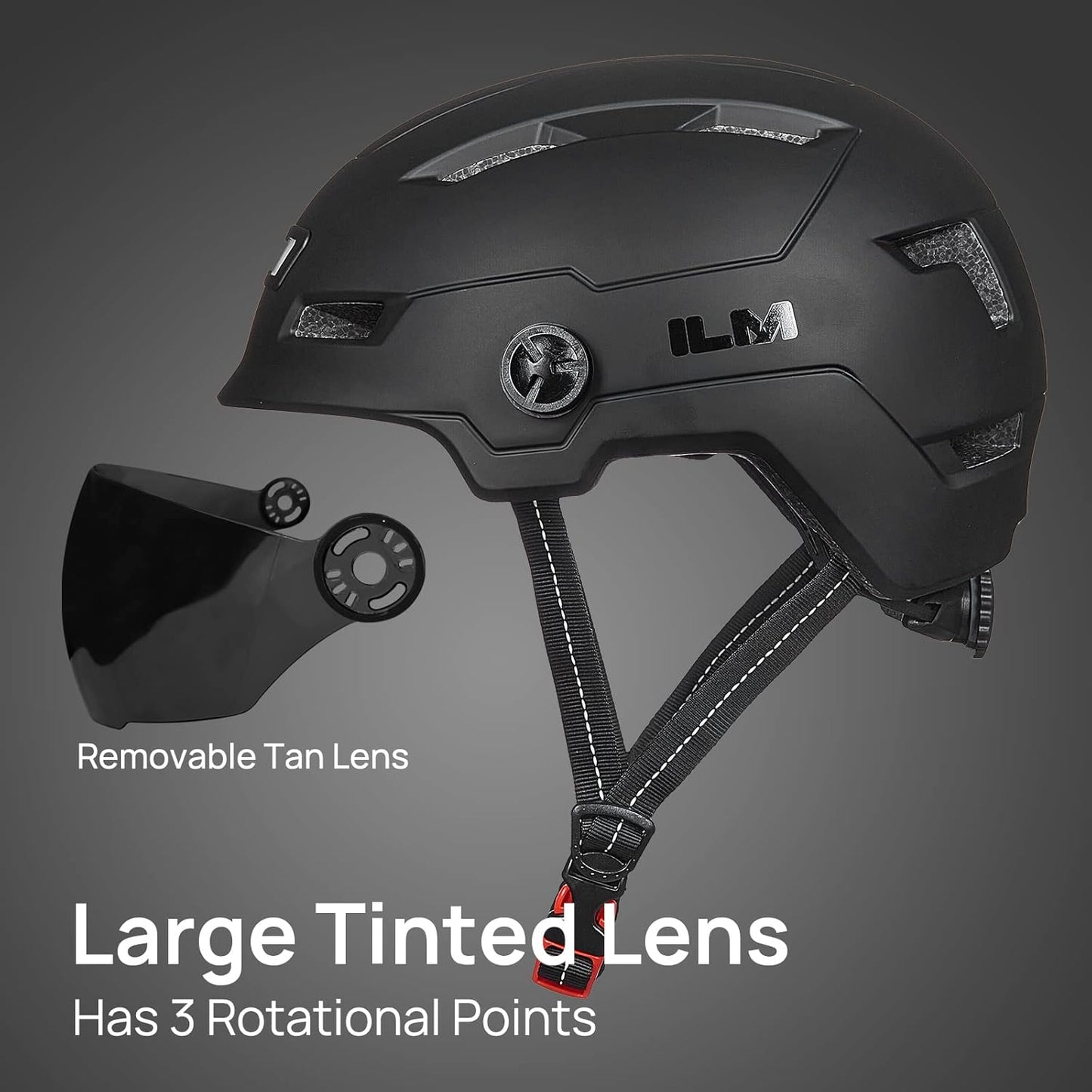 ILM Adult Bike Helmet with USB Rechargeable LED Front and Back Light Mountain&Road Bicycle Helmets for Men Women Removable Goggle Cycling Helmet for Commuter Urban Scooter