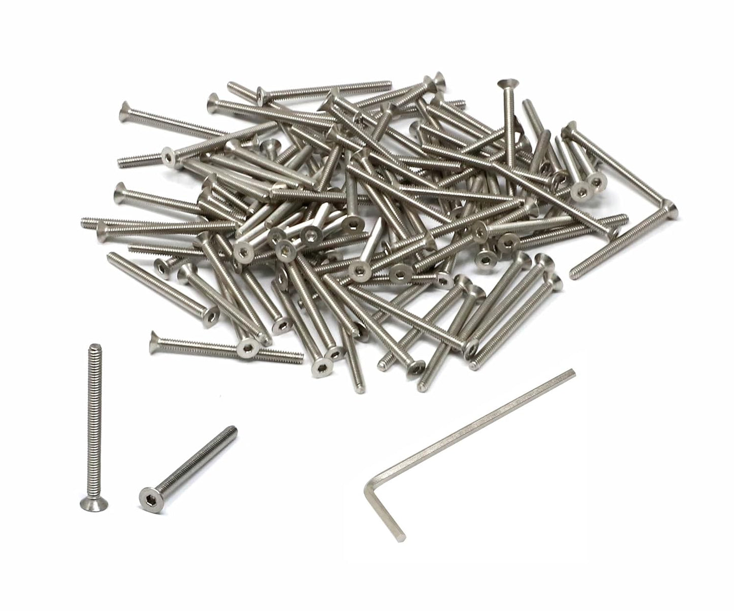 iexcell 5 Pcs M8 x 80mm Thread Pitch 1.25 mm Stainless Steel 304 Hex Socket Flat Head Cap Screws Bolts Kit