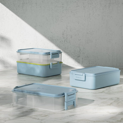 Linoroso Stackable Bento Box Adult Lunch Box | Meet All You On-The-Go Needs for Food, Salad and Snack Box, Premium Bento Lunch Box for Adults Include Utensil Set, Dressing Containers - Pale Mint