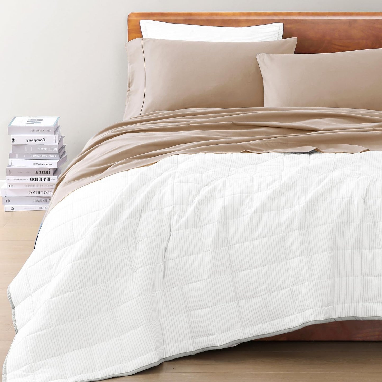 Lane Linen 100% Organic Cotton Queen Sheet Set, 4-Piece Percale Bed Sheets for Queen Bed - Soft, Breathable, Hypoallergenic, Deep Pocket Fits Mattress Up to 15" Deep, Hotel Quality Sheets - White