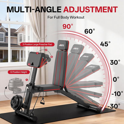 JOROTO Adjustable Weight Bench, Foldable Workout Bench 1000LBS Home Gym