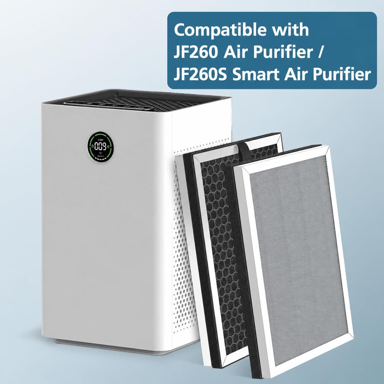 4 Pack JF260 Filter Replacement Compatible with JF260, JF260S Air Purifier, DeedMo AP-1273, JF260-RF filter, 3-in-1 Pre-Filter, HEPA and Activated Carbon Filtration System