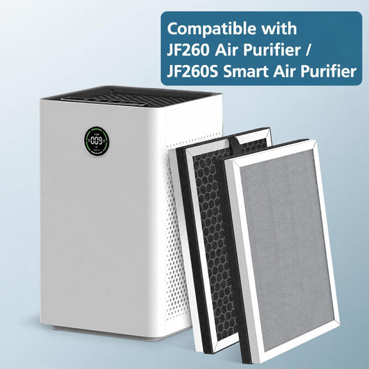 4 Pack JF260 Filter Replacement Compatible with JF260, JF260S Air Purifier, DeedMo AP-1273, JF260-RF filter, 3-in-1 Pre-Filter, HEPA and Activated Carbon Filtration System