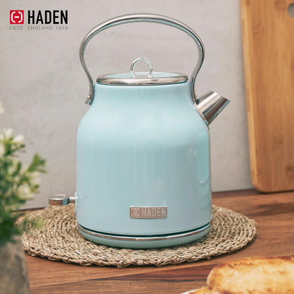 Haden 75041 Heritage 1.7 Liter (7 Cup) Stainless Steel Electric Kettle with Auto Shut-Off and Boil Dry Protection, Black/Copper