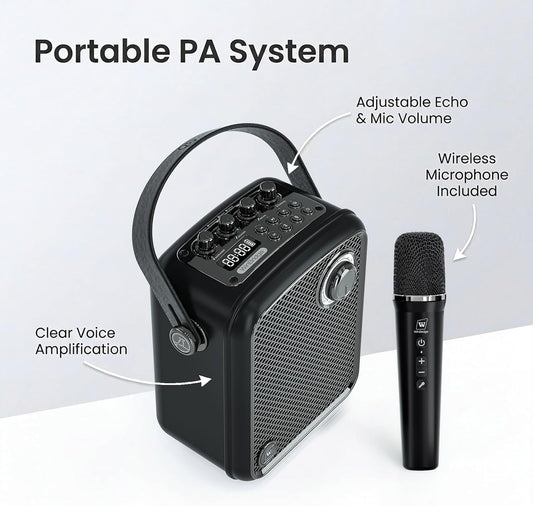 70W Voice Amplifier with UHF Wireless Handheld Microphone & Bluetooth 5.3