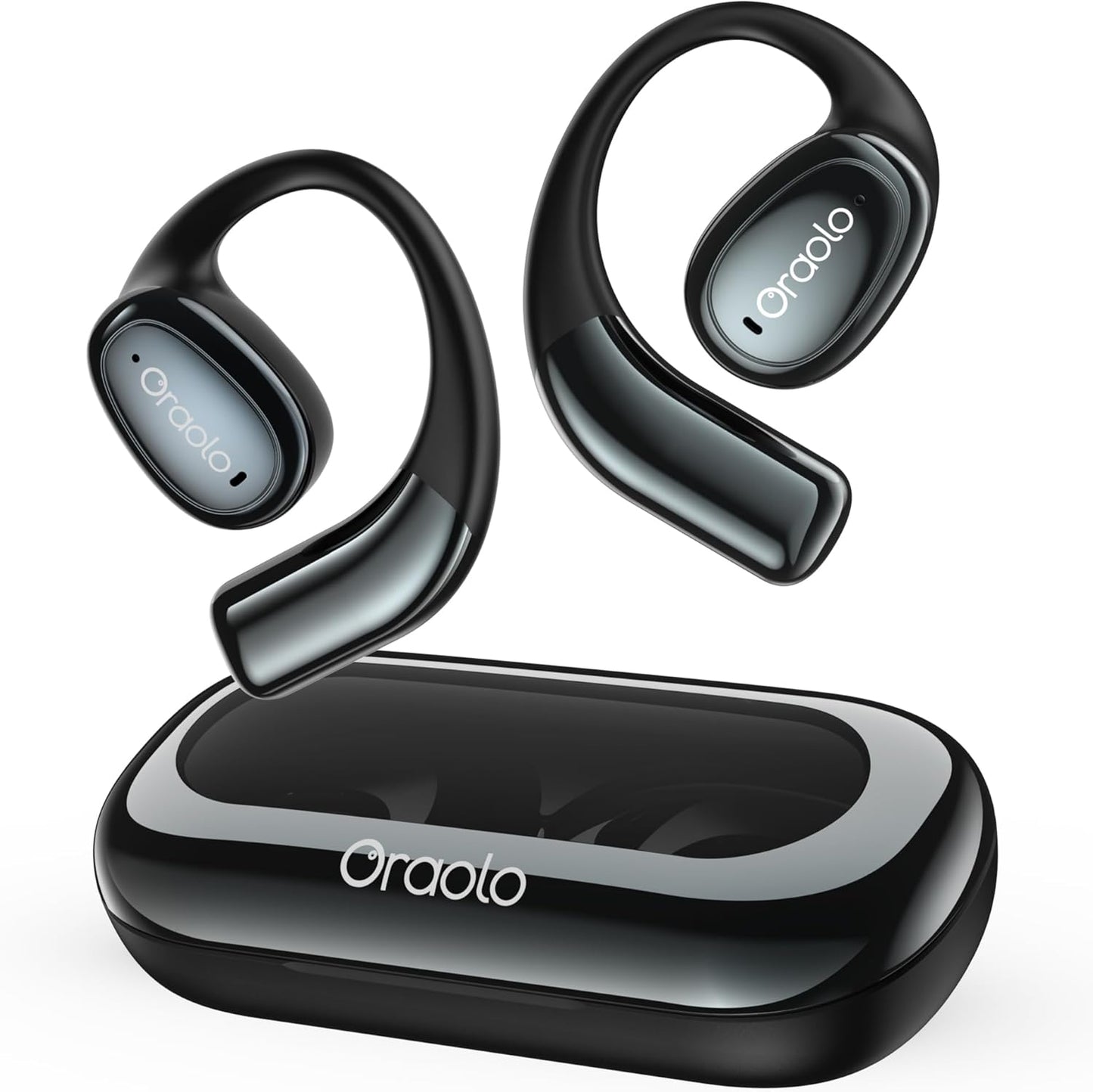 Oraolo Open Ear Headphones, Bluetooth 5.4 Wireless Earbuds with 16.2mm Large Driver, Open Ear Earbuds with AI Noise-Canceling, 32H Playtime, Water-Resistant Headphones for Outdoor (Black)