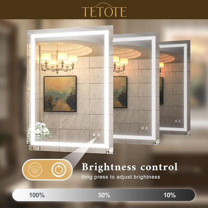 TETOTE 36 x 28 Bathroom LED Mirror Bedroom LED Mirror Fashion Style Vanity Makeup Mirror Dimmable Anti-Fog Wall Mounted Birthday Gift Housewarming Gift Wedding Gift