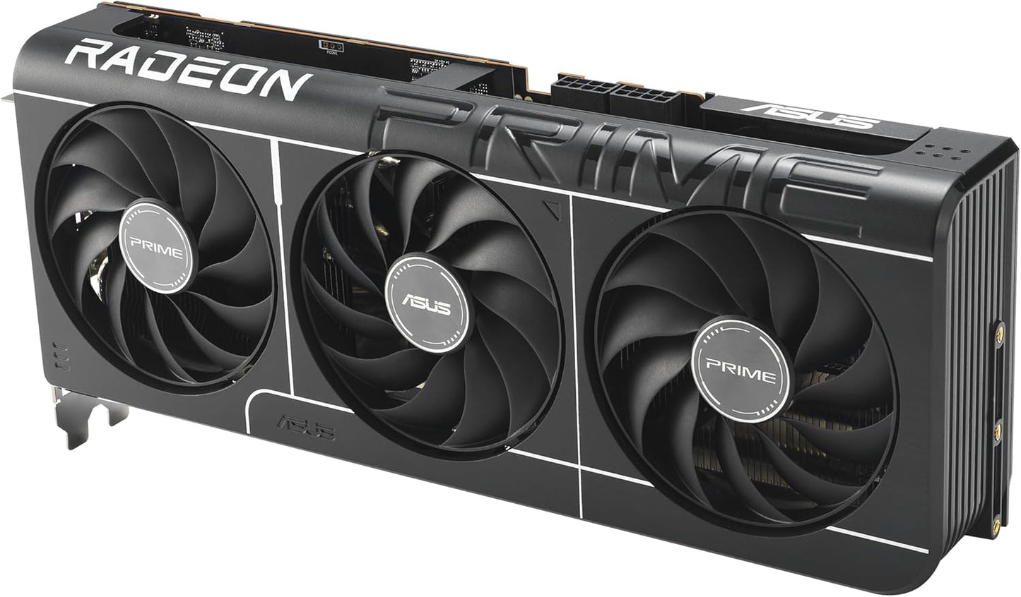 ASUS Prime Radeon™ RX 9060 XT 16GB GDDR6 OC Edition Graphics Card (PCIe 5.0, HDMI/DP 2.1, 2.5-Slot Design, axial-tech Fans, Dual Ball Fan Bearings, Dual BIOS, ASUS GPU Guard)