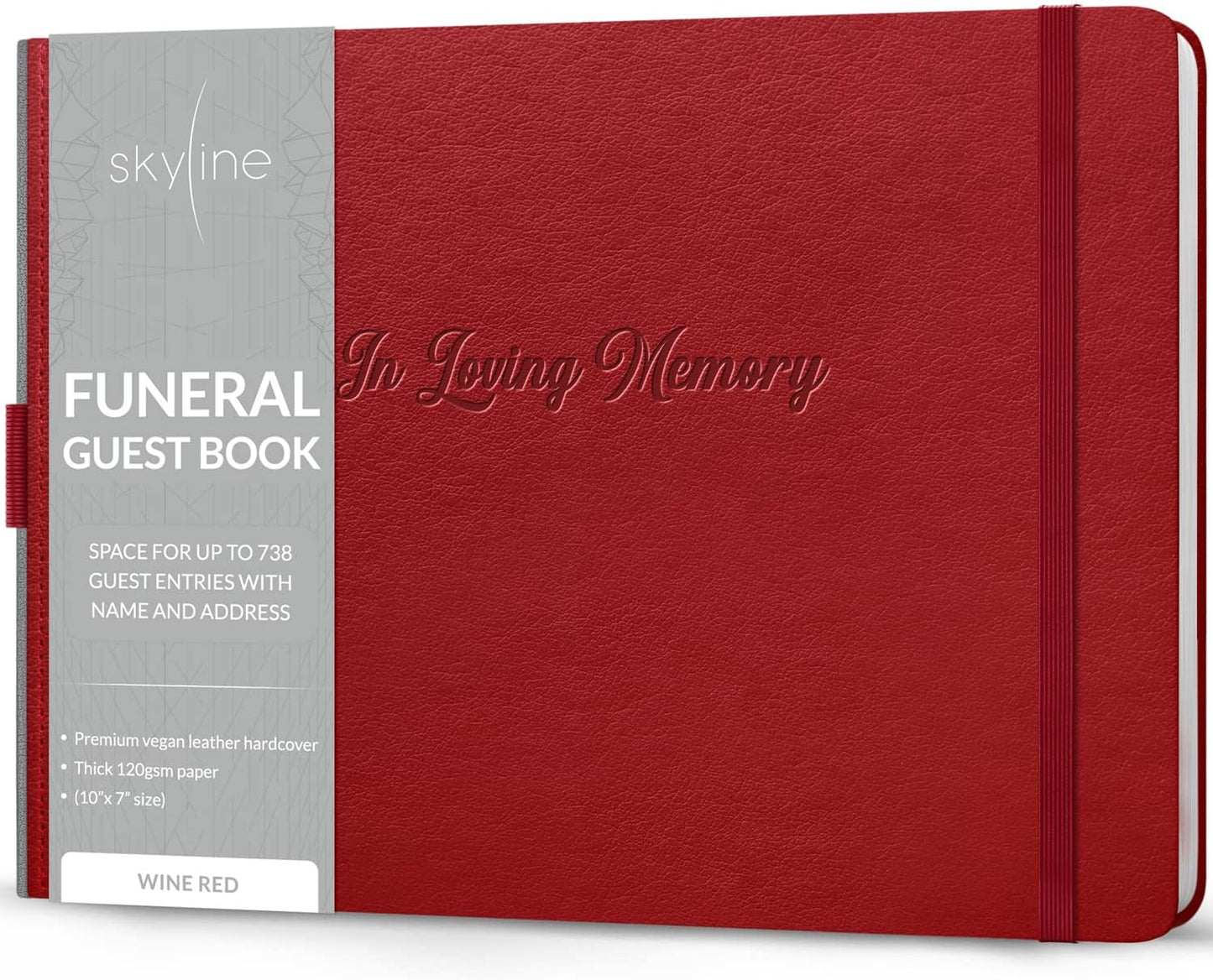 Skyline Funeral Guest Book for Memorial & Funeral Services – in Loving Memory Guest Sign in Book for Funerals – 738 Guest Entries with Name & Address, 129 Pages, Hardcover, 10x7″ (Purple) - PuriLite