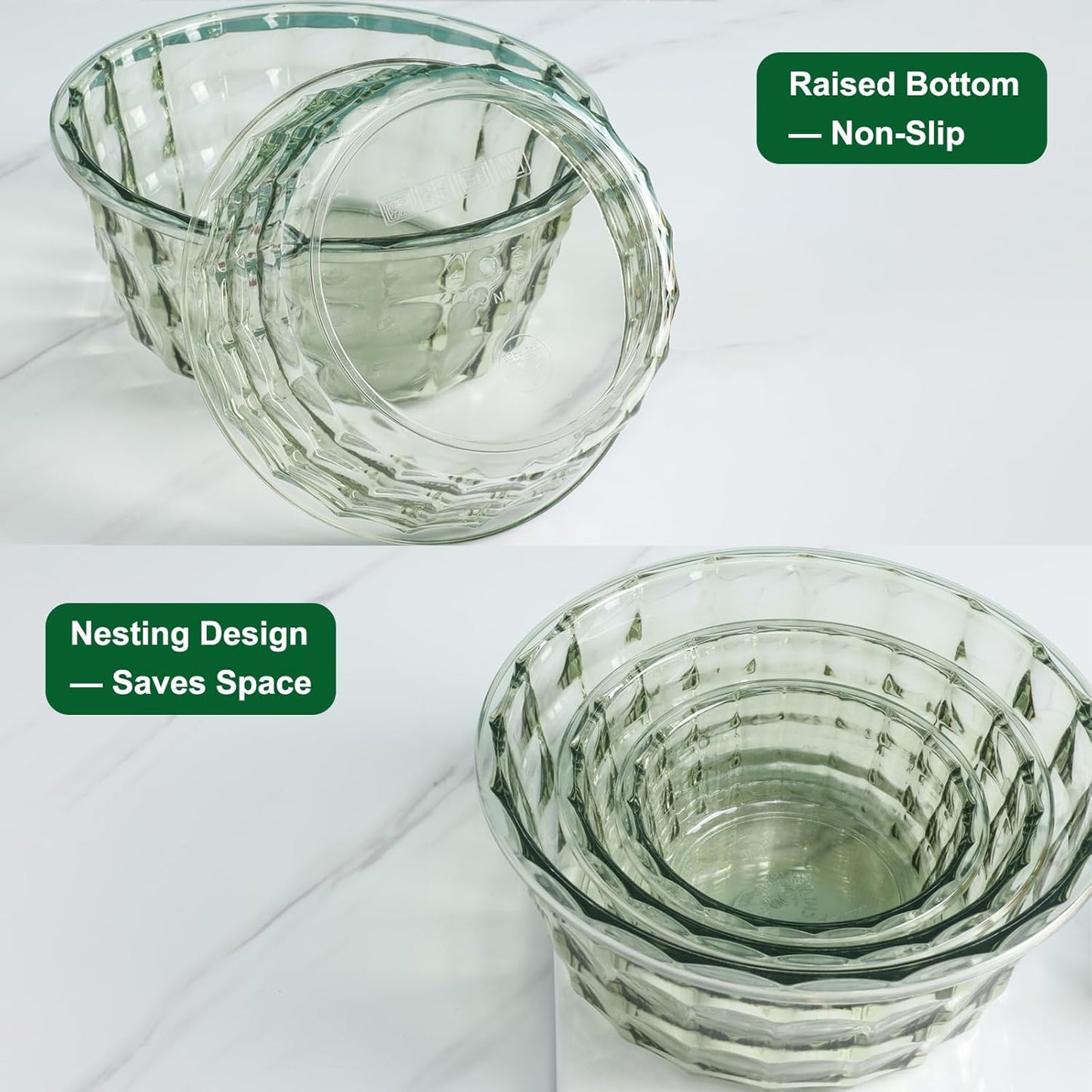 Taiuloo Set of 3 Food Storage Containers with Lids & Handle, BPA Free Plastic Meal Prep & Salad Bowl Containers To Go for Lunch, Salad Serving Bowls for Snack, Fruit, Veggie, Blue