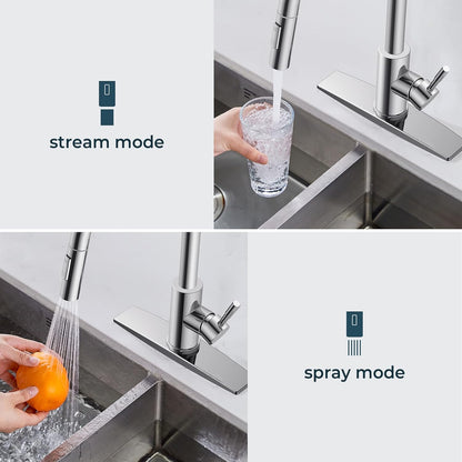 FORIOUS Kitchen Faucet with Pull Down Sprayer, Stainless Steel Single Handle Classic Sink Faucet 1 Or 3 Hole, Dual Function Faucet for Farmhouse, Camper, Laundry, Rv, Bar, Mattle Black