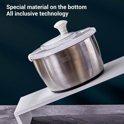 Salad Spinner, 5l Stainless Steel Vegetable Spinner Multifunctional Lettuce Dryer Bowl with Lid Drain Bowl Colander for Home Kitchen