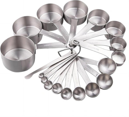 Smithcraft Measuring Cup Set of 8 Stainless Steel Measuring Cups18/8(304) Steel Material Heavy Duty 8 Measuring Cups and 1 Ring Set of 9