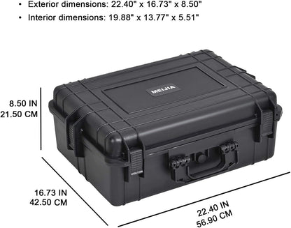 MEIJIA Portable Waterproof Protective Hard Case,Camera Case with Customizable Fit Foam Inserted, Elegant Black (9.17"x 7.56"x4.33")