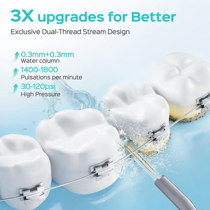 COSLUS Water Teeth Flosser: 300ML Cordless Electric Water Tooth Flossing Rechargeable IPX7 Waterproof Portable Travel Flossers Set for Teeth