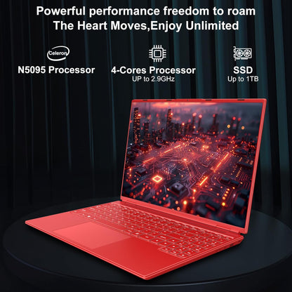 NOTODD Laptop 16" 12GB LPDDR4 512GB SSD Celeron N5095 Up to 2.9Ghz Quad-Core Win 11 PC 1920*1200 2K Screen Dual WIFI Support 2.5" HDD 1TB SSD Expand with Cooling Fan Numeric Keypad for Business-Blue