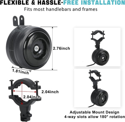 Waterproof Bike Alarm Horn w/Remote Controller - Eco-Friendly, USB Rechargeable, Anti-Theft & Vibration Alarm for e-Bike, MTB, Road Bikes, Scooters