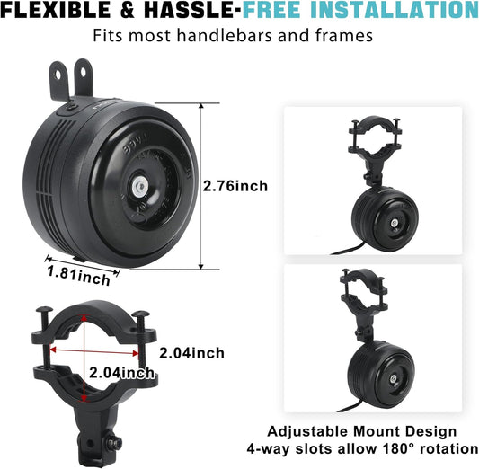 Waterproof Bike Alarm Horn w/Remote Controller - Eco-Friendly, USB Rechargeable, Anti-Theft & Vibration Alarm for e-Bike, MTB, Road Bikes, Scooters - PuriLite