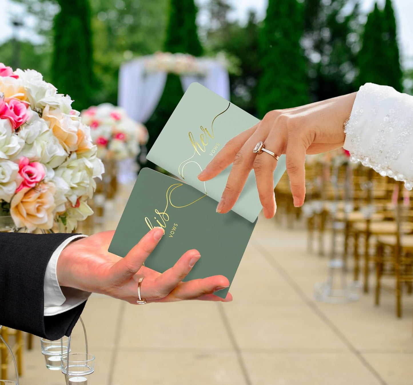 LSSH GmbH Vow Books - His and Hers Wedding Essentials, 28 Pages, 5.5" X 4" (Dark Green & Sage)