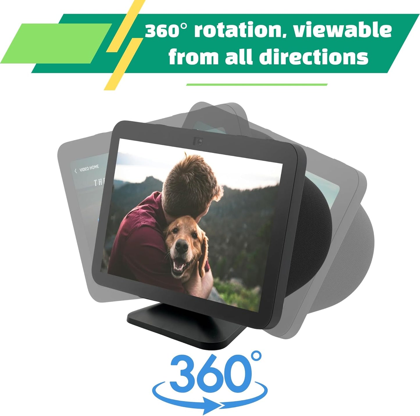 Sintron Adjustable Magnetic Stand Mount for Echo Show 5 (3rd Gen) & iPhone Models, Smart Display Stand Holder for Show 5 3rd Gen with 360 Degree Rotation, Swivel Tilt Function, Anti-Slip Base (Black)