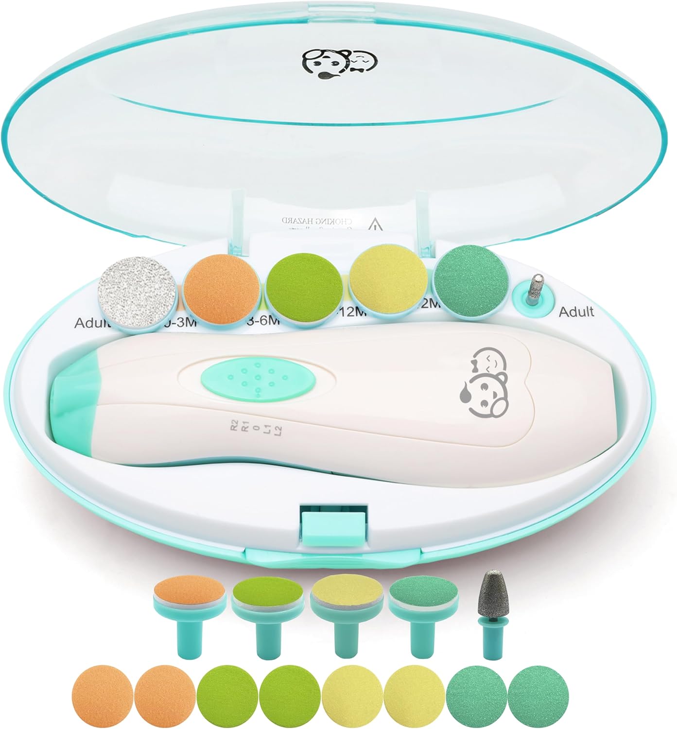 Royal Angels Rechargeable Baby Nail Clippers 20 in 1, Safe Electric Nail Trimmer, Baby Nail Kit, Additional Replacements, Newborn Toddler Toes and Fingernails, Trim and Polish (Rechargeable, Snow)