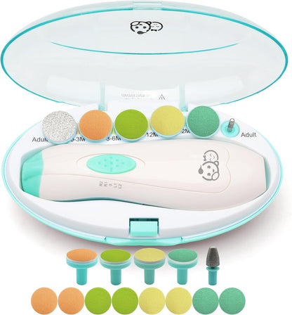 Royal Angels Rechargeable Baby Nail Clippers 20 in 1, Safe Electric Nail Trimmer, Baby Nail Kit, Additional Replacements, Newborn Toddler Toes and Fingernails, Trim and Polish (Rechargeable, Snow)