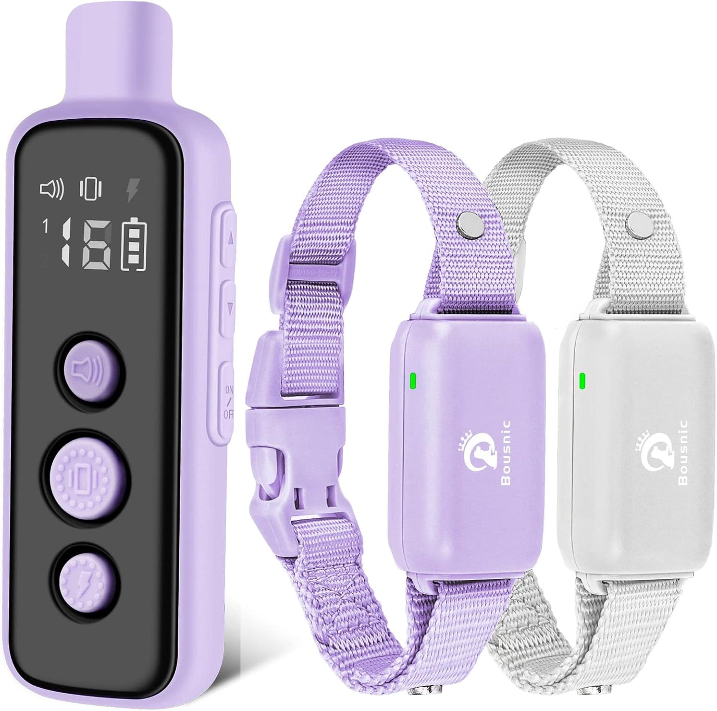 Bousnic Dog Shock Collar for 2 Dogs - (8-120lbs) Waterproof Rechargeable Electric Dog Training Collar with Remote for Small Medium Large Dogs with Beep Vibration Safe Shock Modes(Pink)