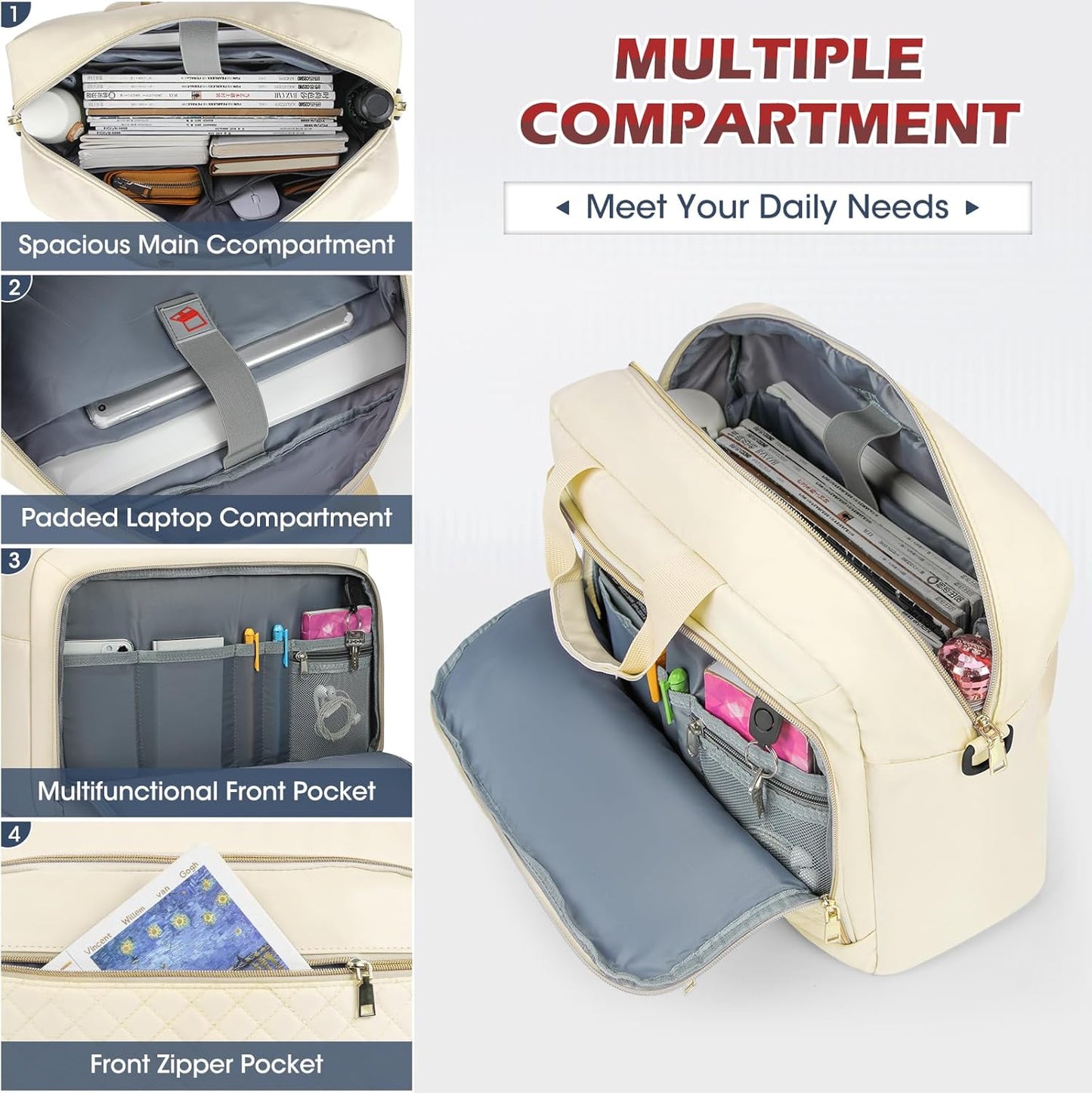 Laptop Bag 17 Inch Laptop Briefcase for Women Waterproof Computer Messenger Bag Professional Laptop Case for Business Work - PuriLite