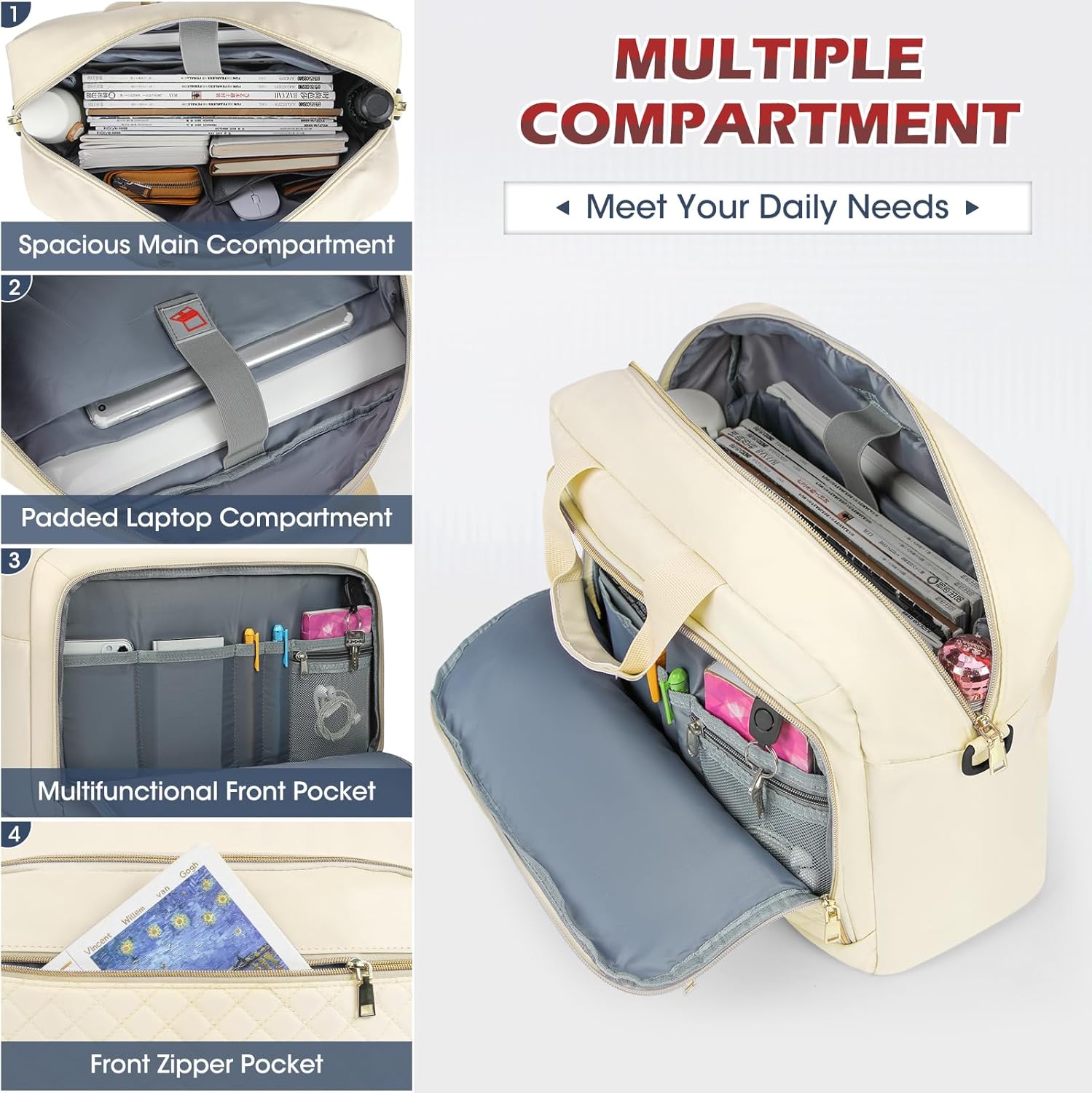 Laptop Bag 17 Inch Laptop Briefcase for Women Waterproof Computer Messenger Bag Professional Laptop Case for Business Work - PuriLite