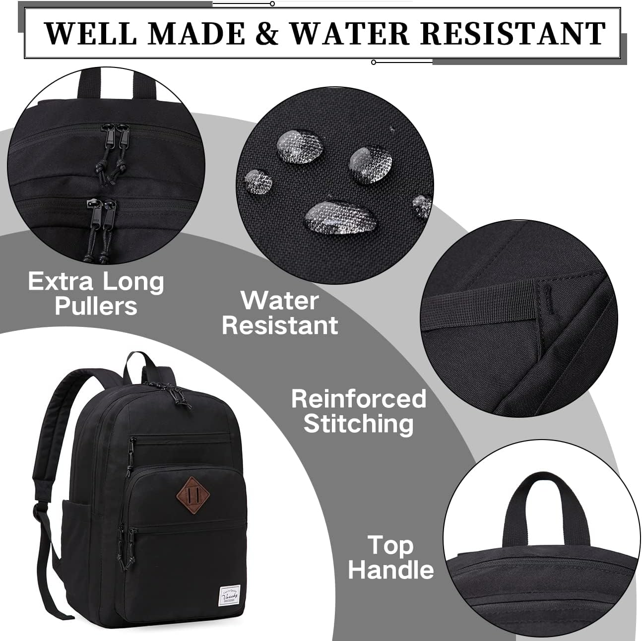 School Backpack for Men Women,Vaschy Lightweight School Bag Bookbag Casual Daypack for High School/College/Teens/Travel/Work