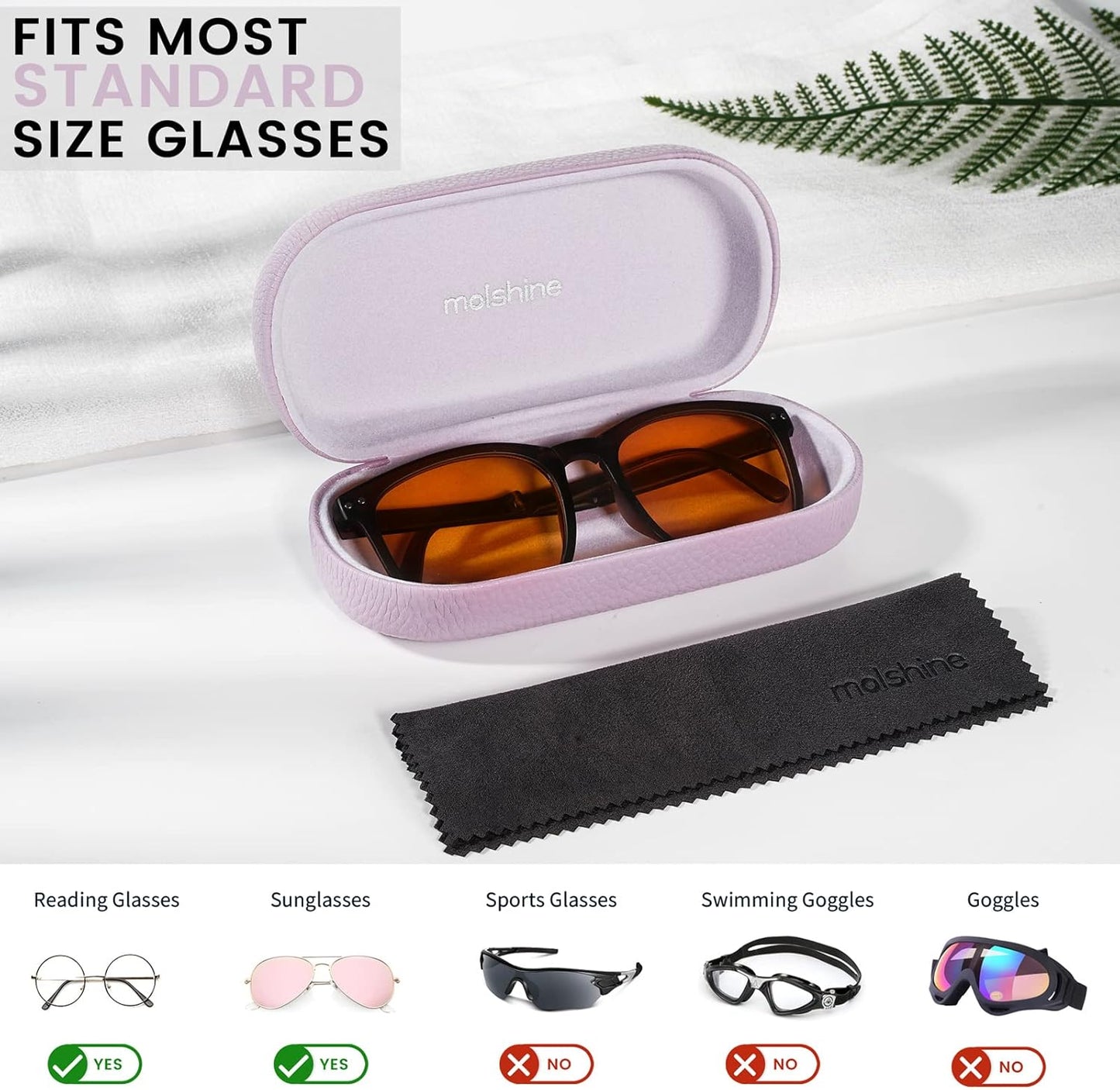 molshine Hard Shell Leather Sunglasses Case,Classic Large Glasses Case for Women Men,Sunglass Eyeglasses
