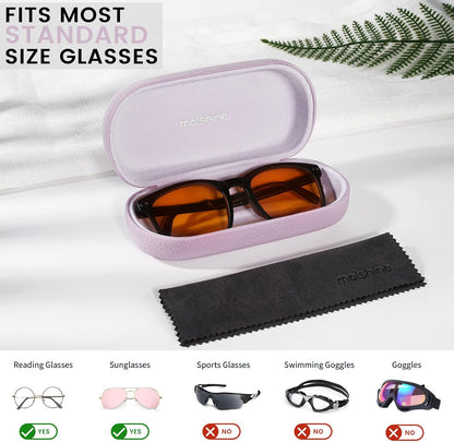 molshine Hard Shell Leather Sunglasses Case,Classic Large Glasses Case for Women Men,Sunglass Eyeglasses