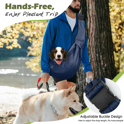 Pawaboo Small Dog Sling Carrier, Reversible Hands Free Dog Sling Carrier for Small Dogs and Cats, Puppy Sling Carrier with Adjustable Strap Buckle & Safety Harness, Puppy Essentials, Grey
