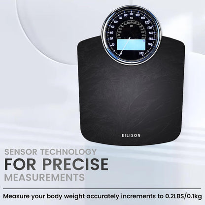 EILISON Highly Advance 2-in-1 Digital & Analog Weighing Scale for Body Weight-400lbs, 4 High Precison GX Sensor Accurate, Thick Tempered Glass, Extra Large Display (White)