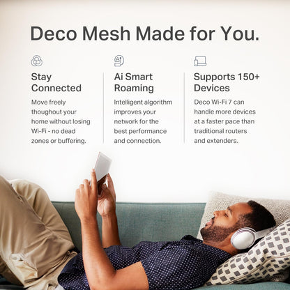 TP-Link Deco BE5000 Dual-Band WiFi 7 Mesh System (Deco BE25) – Supports 150+ Devices, 5GHz/2.4GHz, 2.5Gbps Ports, MLO, 4K-QAM, HomeShield Security, Universal Compatibility (3-Pack)