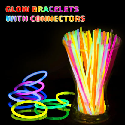 200 PCS Glow Sticks Bulk 8" Glowsticks, Glow Stick Bracelets Necklaces, Glow Party Supplies, Neon Glow Sticks, Glow in the Dark, Glowsticks Party Favors Light-up, Christmas, Easter