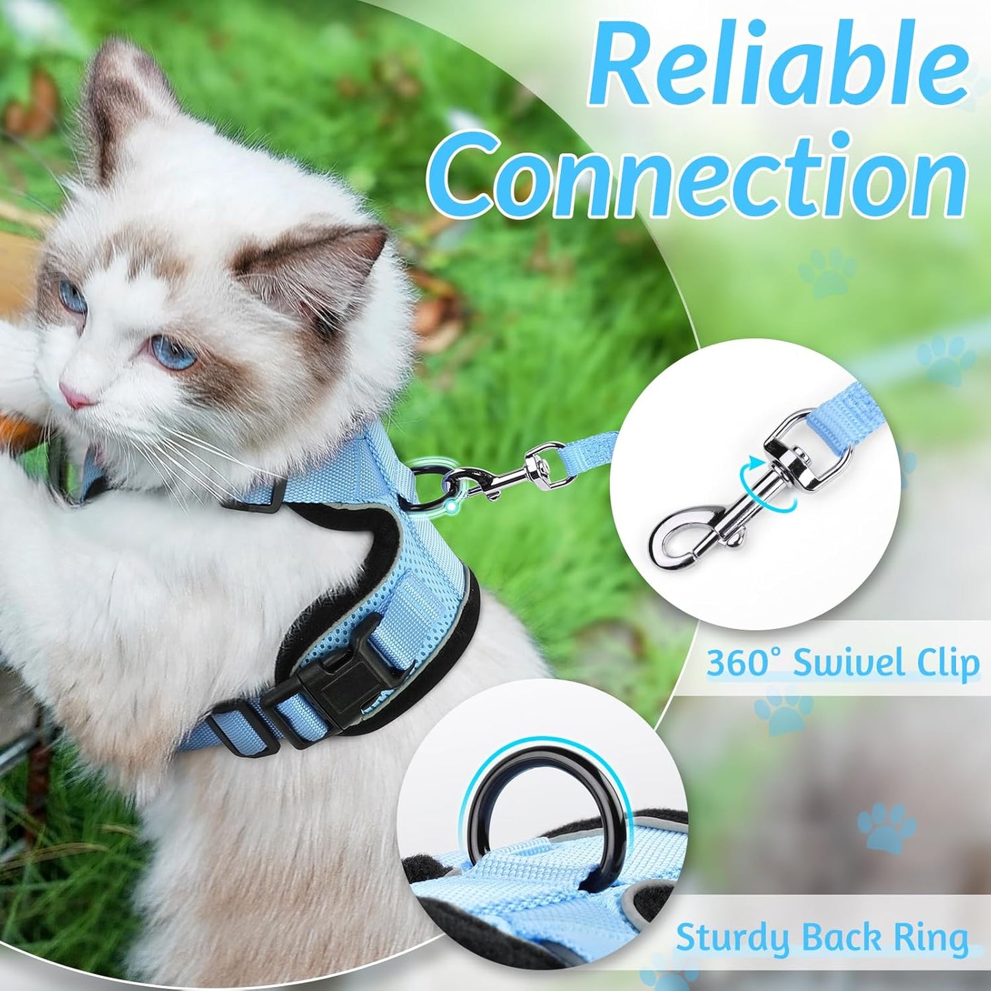 rabbitgoo Cat Harness and Leash for Walking, Escape Proof Soft Adjustable Vest Harnesses for Small Medium Cats, Easy Control Breathable Reflective Strips Jacket, XS, Black