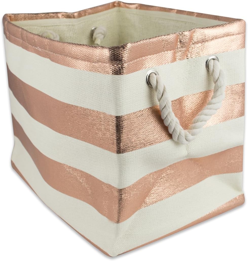 DII Storage Basket or Bin, Collapsible & Convenient Storage Solution for Office, Bedroom, Closet, Toys, Laundry (Large) - Pink Rugby Stripe