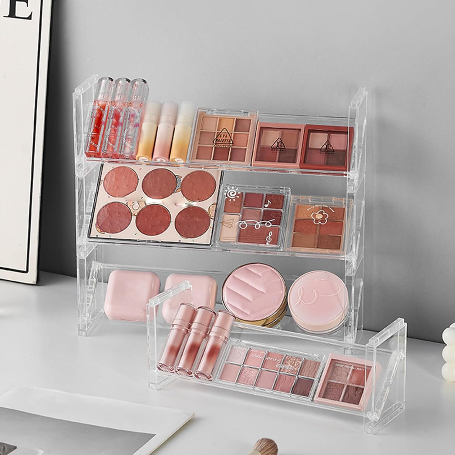 Clear Makeup Storage Organizer | Multi Layer Cosmetic Display | Dressing Table Storage Box | Space Saving Makeup Holder | Plastic Beauty Organizer - PuriLite