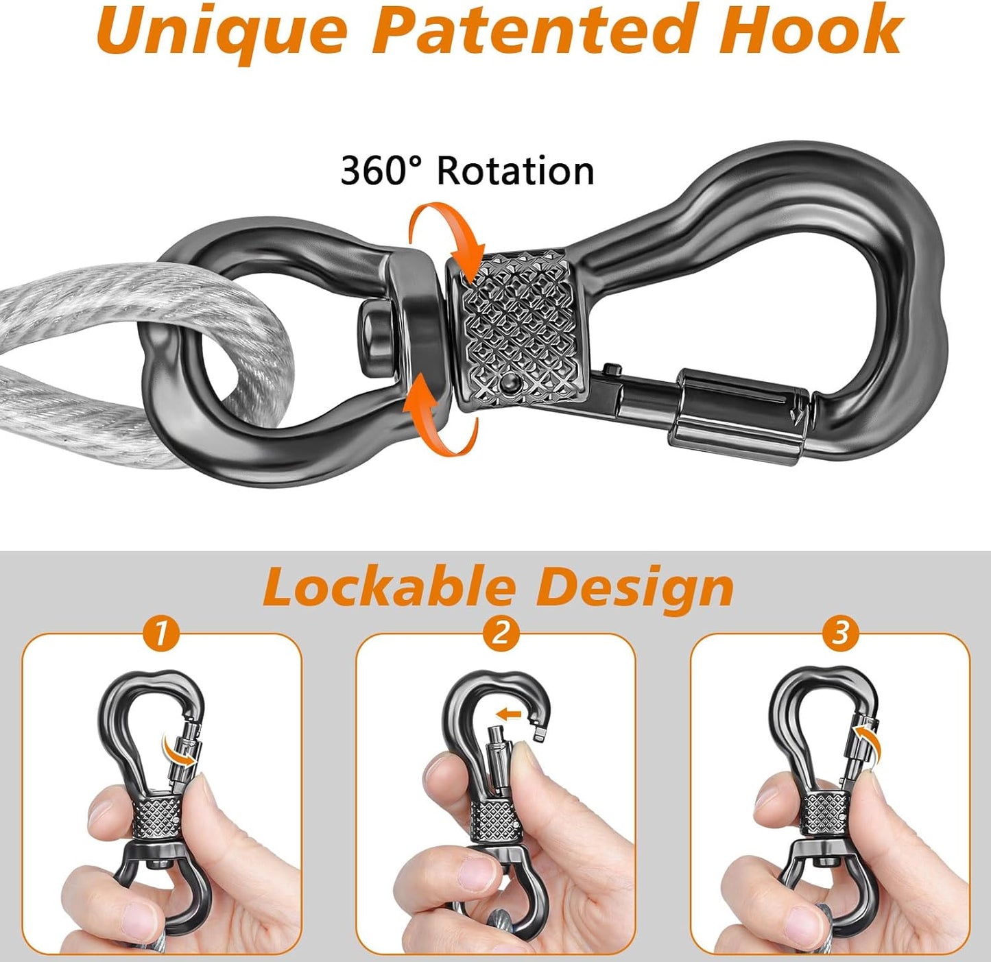 XiaZ Dog Runner Cable Dog Run Trolley Tie Out Cable Dog Chains for Outside Yard Camping Up to 250 Pound, 20 Feet