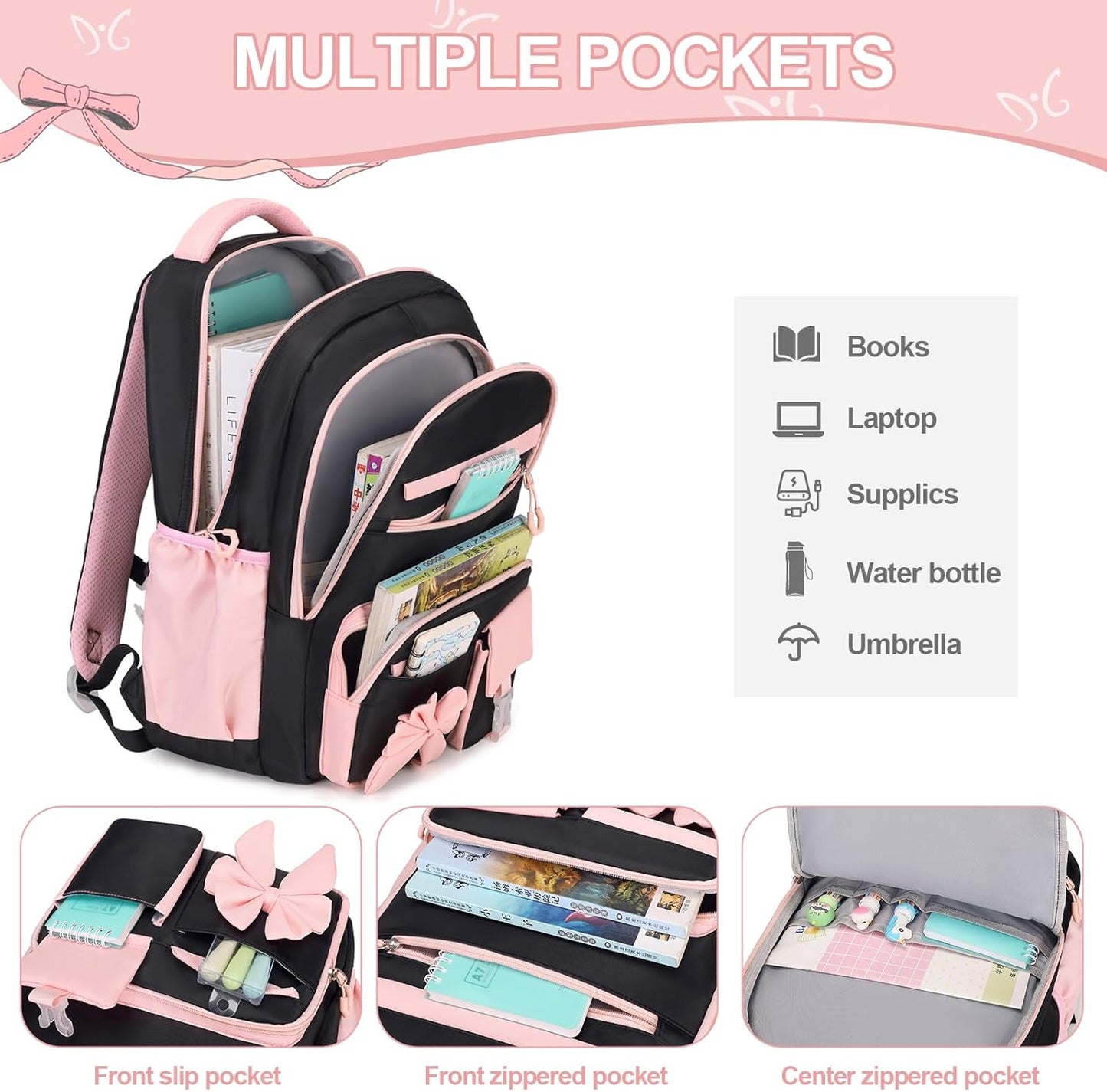 DIGOBAY Backpack for Girls, 3PCS Girls Backpack with Lunch Bag Pencil Case, Kids Backpack for Kindergarten Elementary School