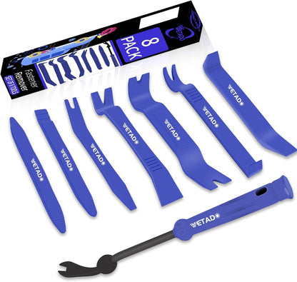 Wetado Trim Removal Tool, Car Upholstery Repair Kit, Car Door Audio Panel Trim Removal Set, Fastener Terminal Remover Tool Set Clips Pry Kit Auto Clip Pliers (8PCS Red)