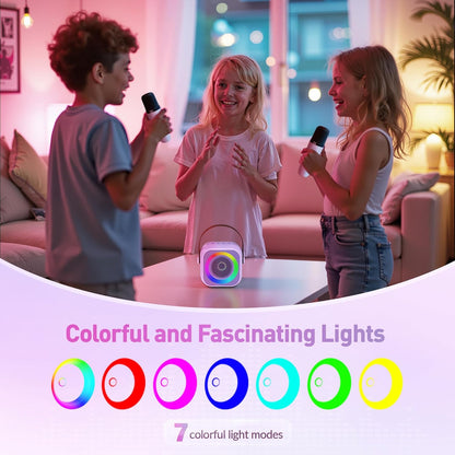 Mini Karaoke Machine, Portable Bluetooth Karaoke Speaker with 2 Wireless Microphones and Party Lights for Kids and Adults, Birthday Gifts for Girls Boys Family Home Party (Hotpink)