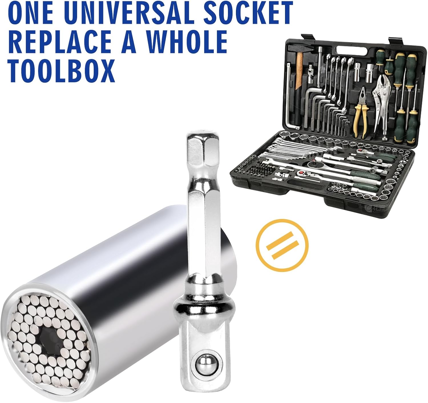 Universal Socket Tool Adjustable Wrench – Multi-Function Socket with Drill Adapter – Stocking Stuffer (Silver) - PuriLite