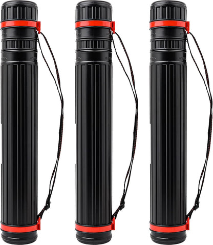 3PCS Drawing Tube Blueprint Case, Expand from 17.5" to 28”, Poster Tubes with Shoulder Strap Telescoping Art Tube Plastic Black Storage Tube, Waterproof and Light Resistant (3PCS)