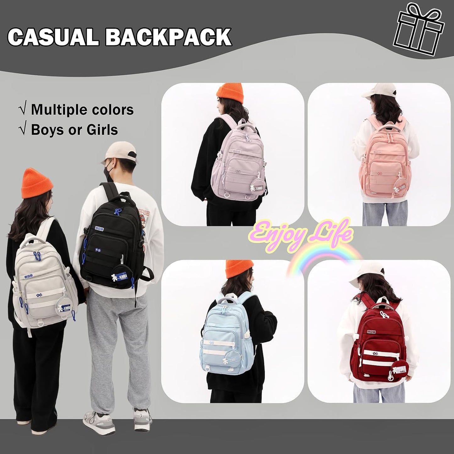 Armbq Kids Backpack for Girls Aesthetic School Backpack for Teen Girls Elementary Middle School Bookbag