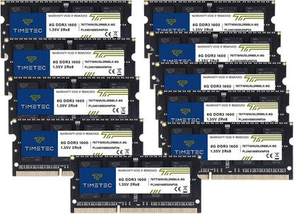 Timetec 16GB KIT(2x8GB) DDR3L / DDR3 1600MHz PC3L-12800 / PC3-12800 Non-ECC Unbuffered 1.35V / 1.5V CL11 2Rx8 Dual Rank 204 Pin SODIMM Laptop Notebook PC Computer Memory RAM Module Upgrade