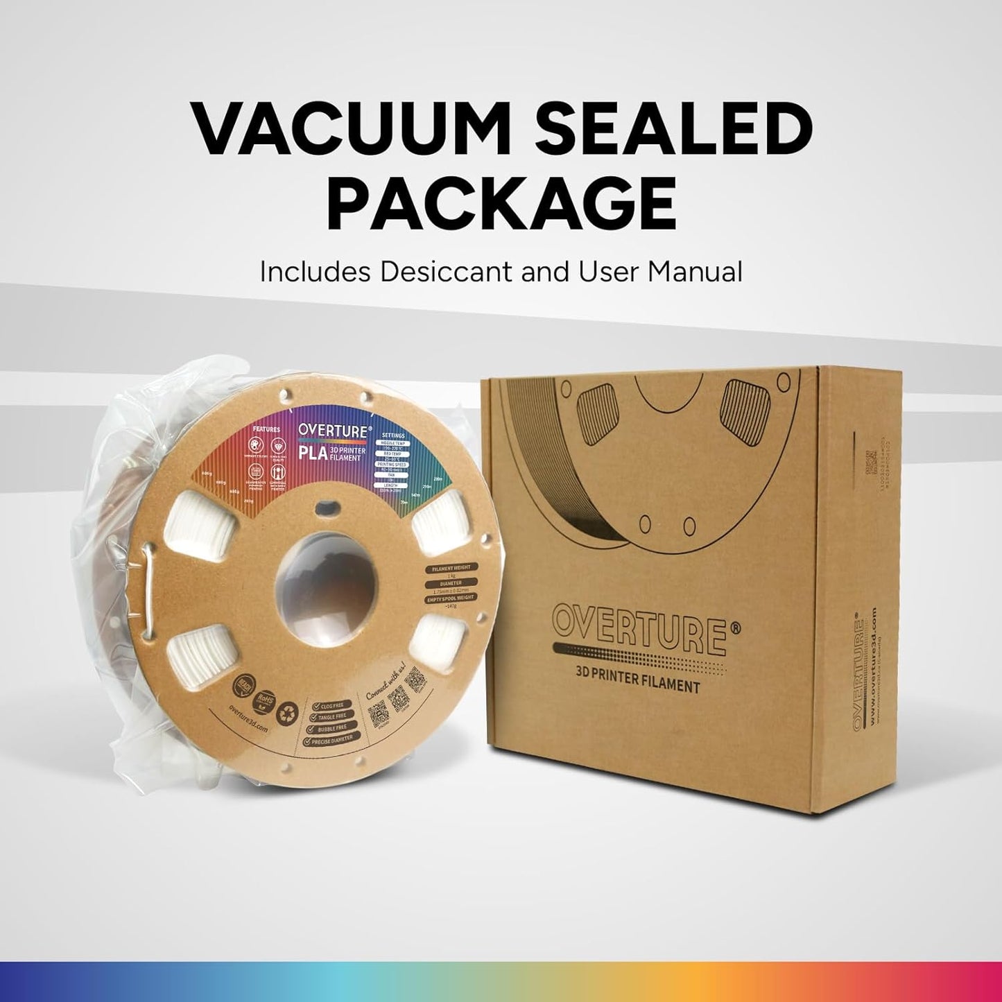 OVERTURE PLA Filament 1.75mm PLA 3D Printer Filament, 1kg Cardboard Spool (2.2lbs), Dimensional Accuracy +/- 0.02mm, Fit Most FDM Printer (Black 1-Pack)