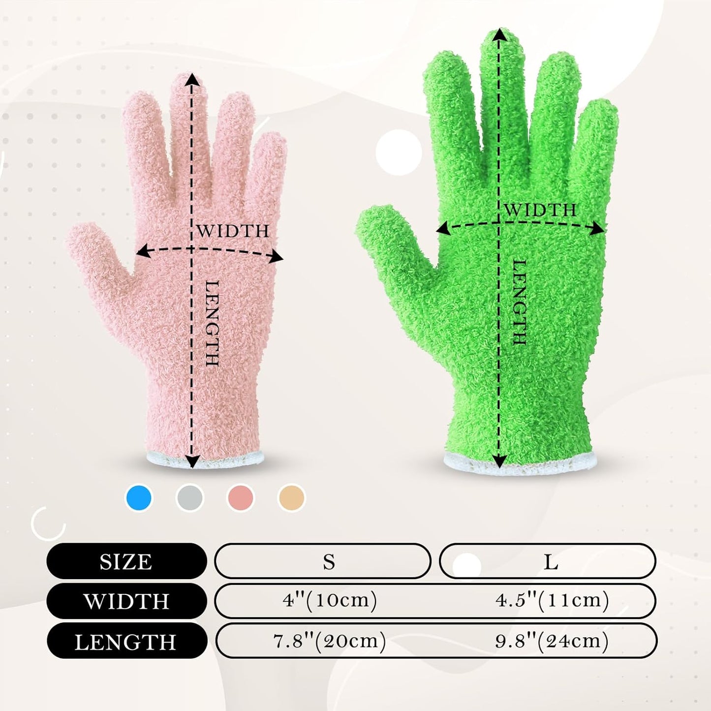 EvridWear Microfiber Auto Dusting Cleaning Gloves for Cars and Trucks, Dust Cleaning Gloves for House Cleaning, Perfect to Clean Mirrors, Lamps and Blinds (S/M)