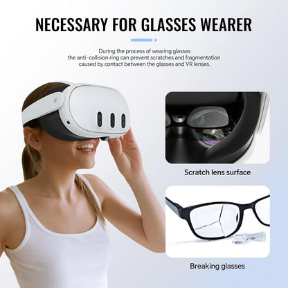 Hibloks Glasses Spacer for Meta/Oculus Quest 3, Prevent Myopia Glasses and VR Lenses from Scratching Each Other. VR Lens Protection Accessories with Magnetic Frame and Silicone Anti-Scratch Ring